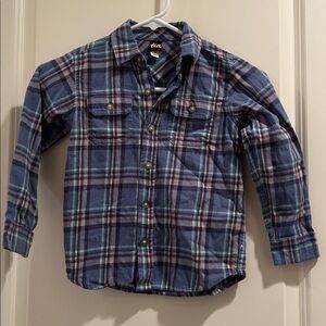 Tea Collection Flannel Plaid Button Down Shirt Long Sleeve 100%Cotton kid Size 5
